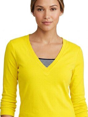 Lauren Ralph Lauren Yellow V-Neck Long Sleeve Layered look Top